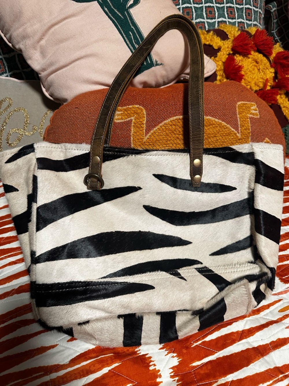 Myra Bag Zebra Print Faux Fur Shoulder Bag